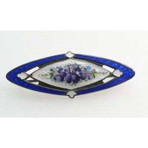 Antique Signed FA Hermann Sterling Silver & Enamel Brooch With Flowers